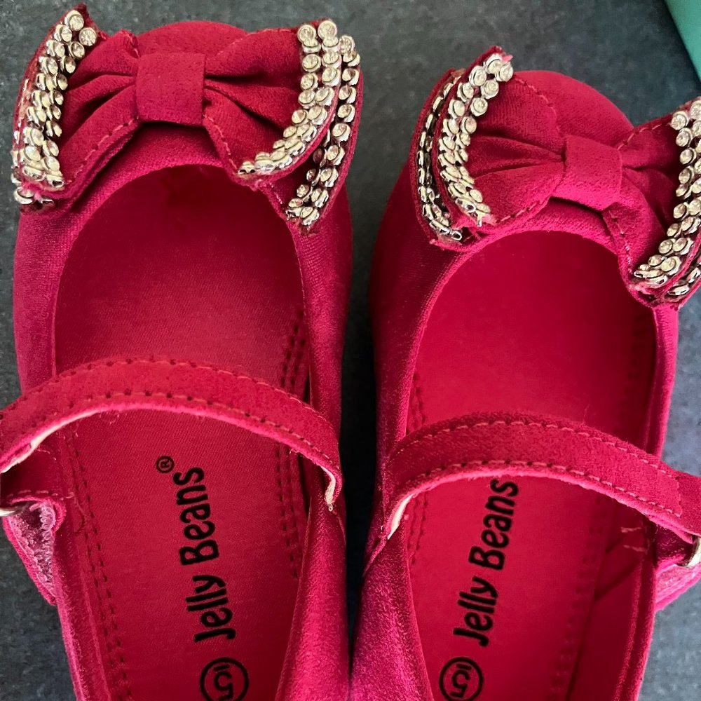 NWOT BLING JELLY BEANS HOT PINK SUEDE FLATS SIZE 5
